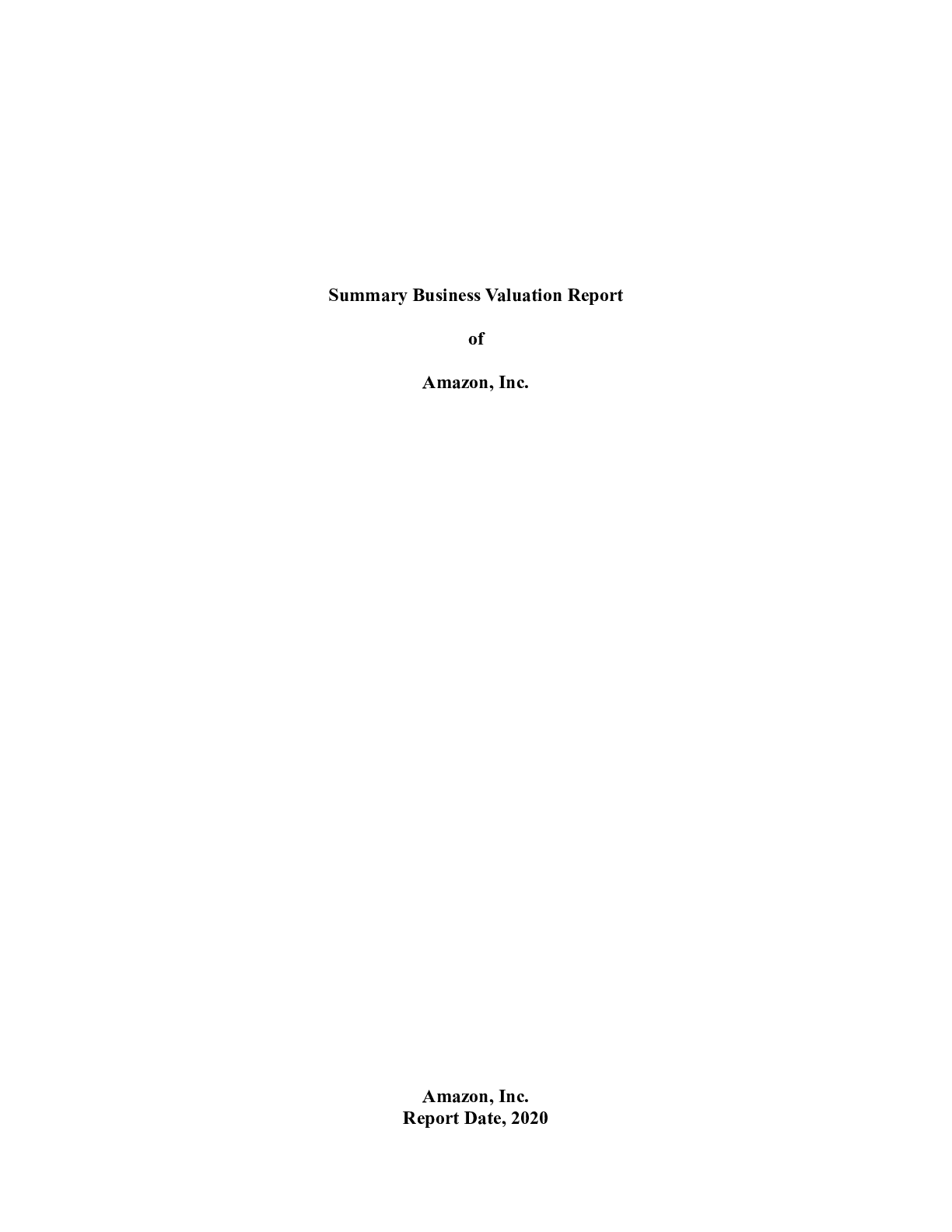 Preview image for ACC 345 Final Project.docx    Summary Business Valuation Report  of  Amazon, Inc.  Amazon,